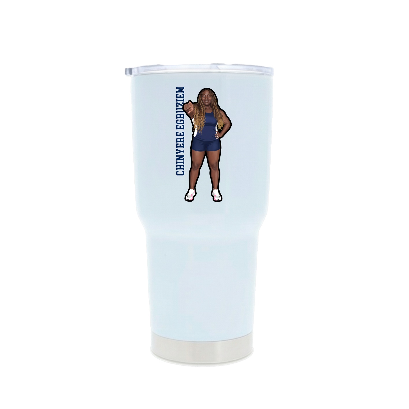 30oz Stainless Steel Tumbler — Name Vertical in White