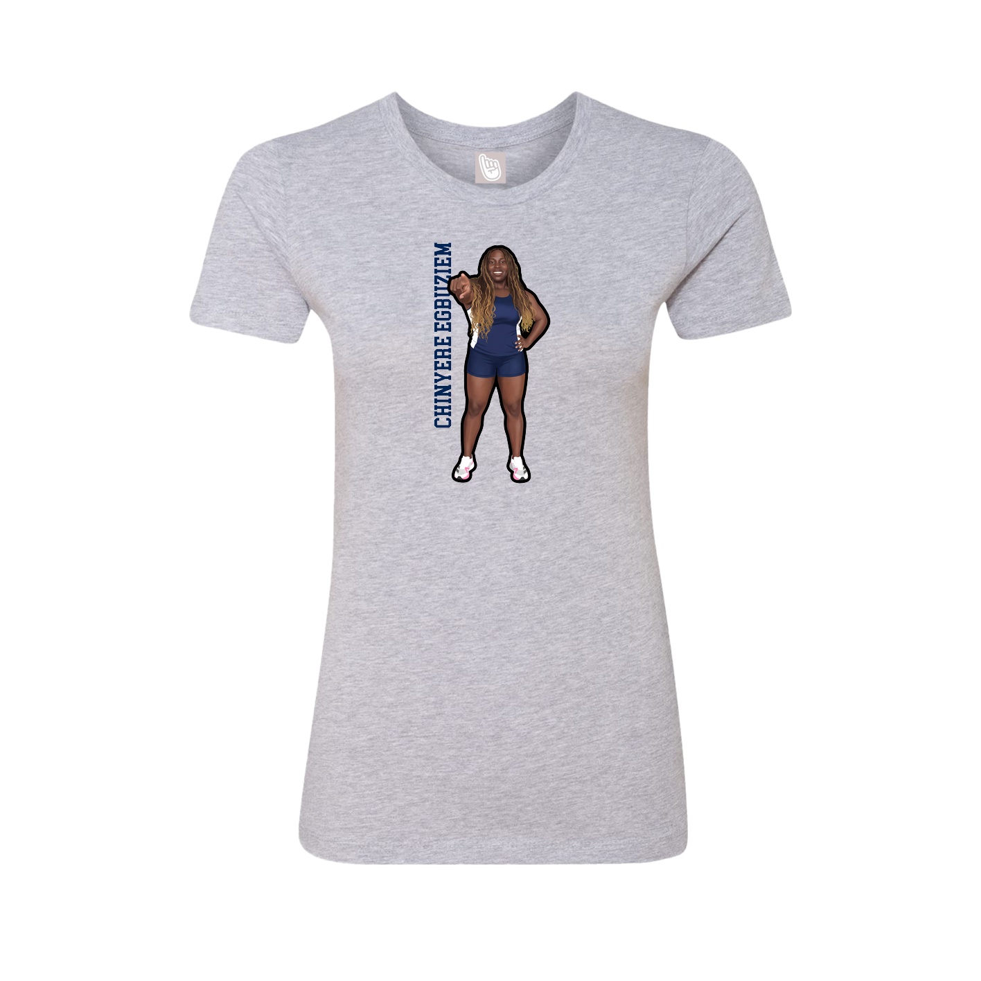 Fitted Women's Tee — Name Vertical in Grey