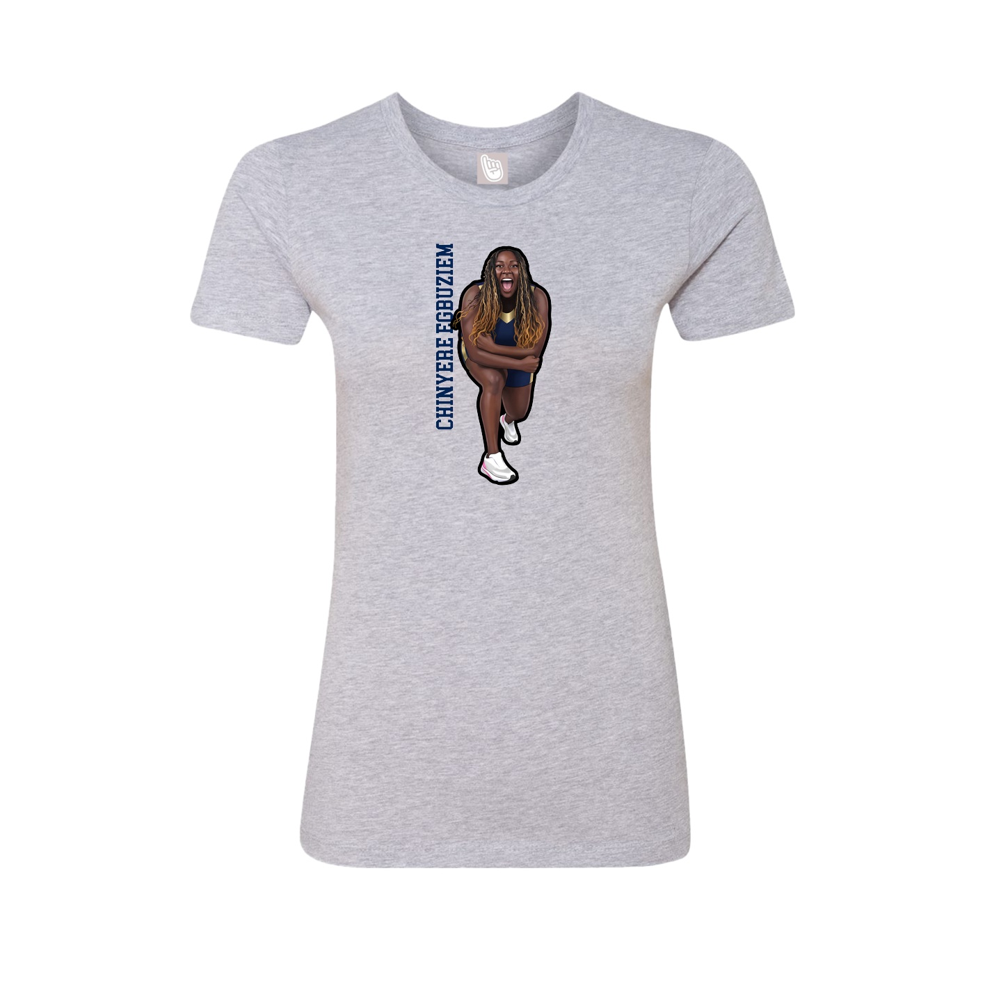 Fitted Women's Tee — Name Vertical in Grey