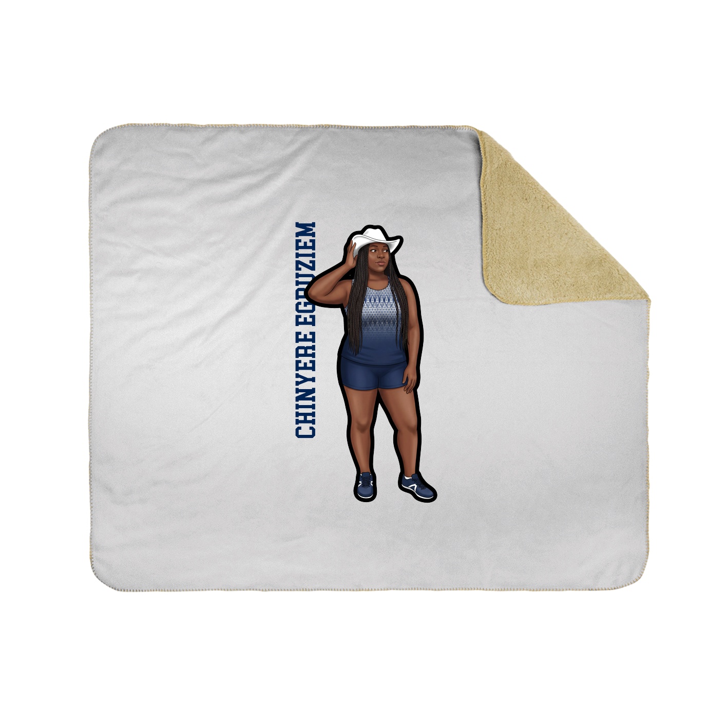 Throw Blanket — Name Vertical in White