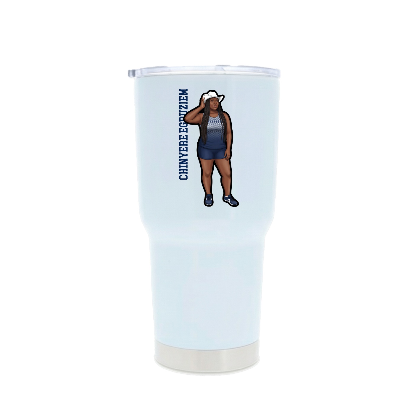 30oz Stainless Steel Tumbler — Name Vertical in White