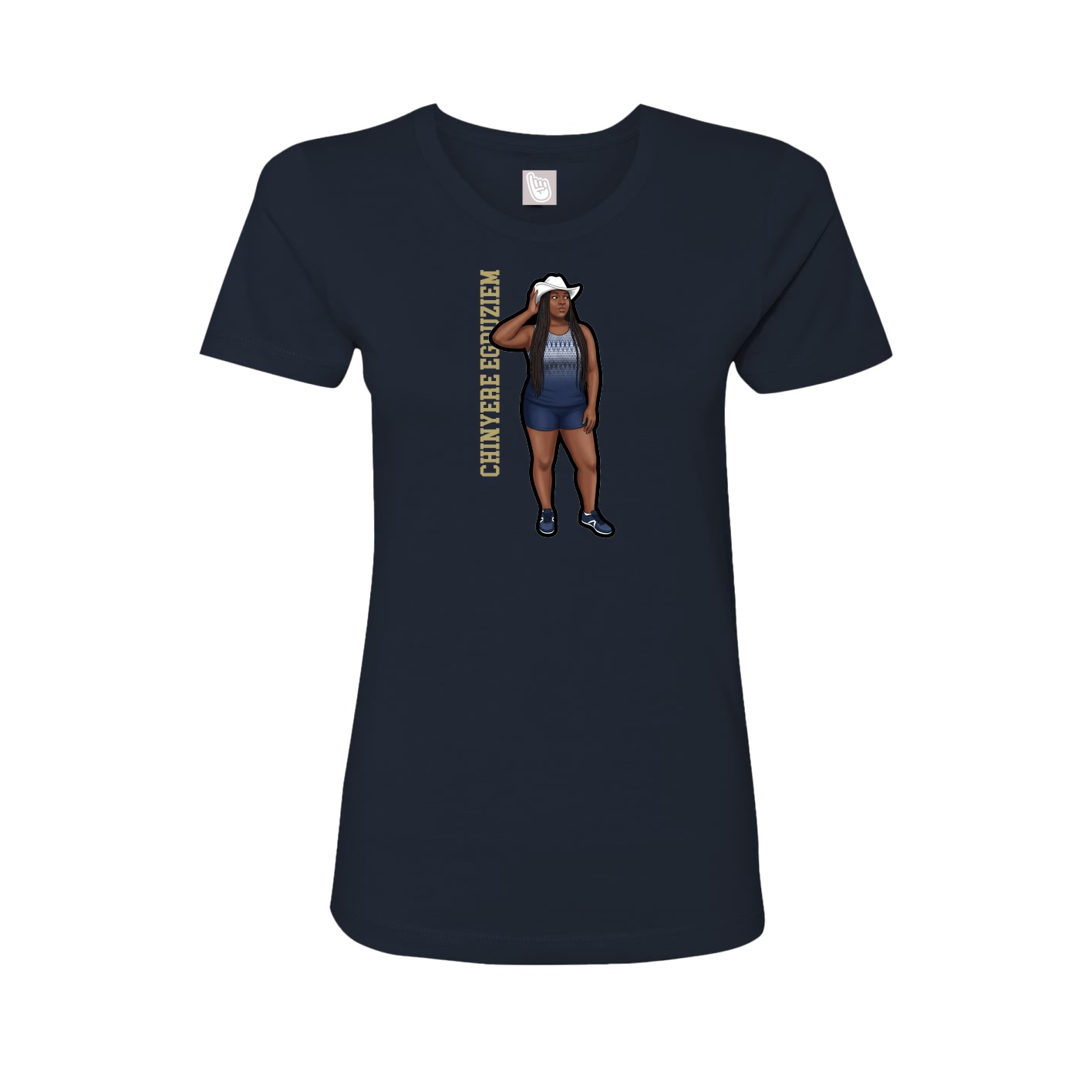 Fitted Women's Tee — Name Vertical in Navy