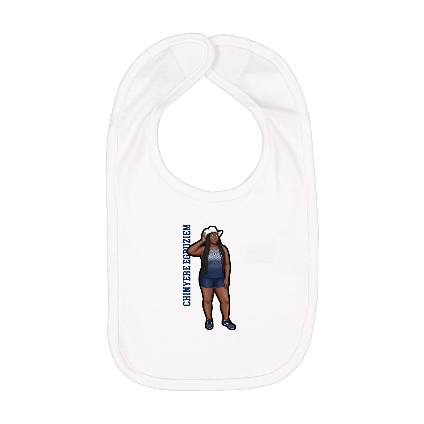 Infant Bib — Name Vertical in White