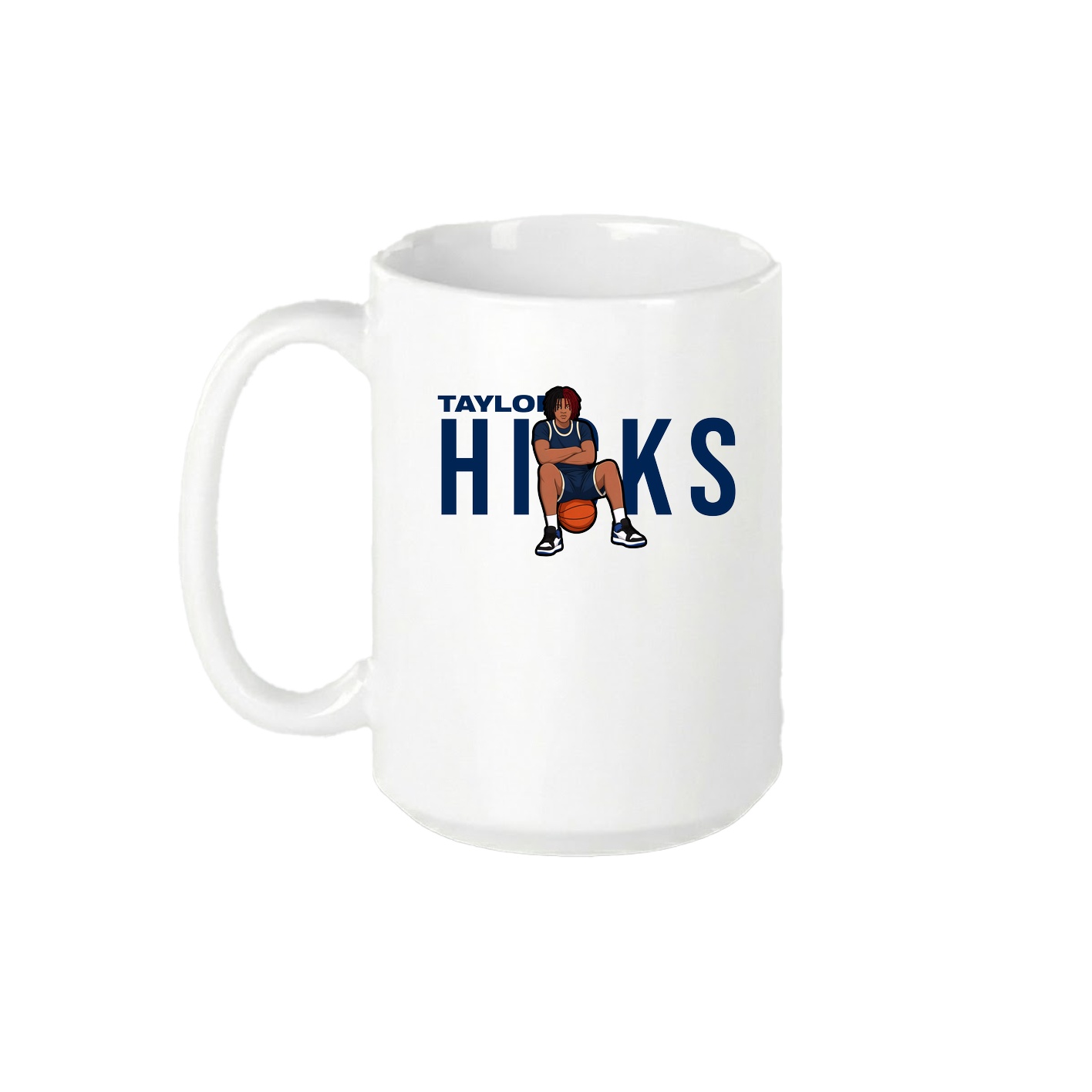 15oz Coffee Mug — Player Name in White