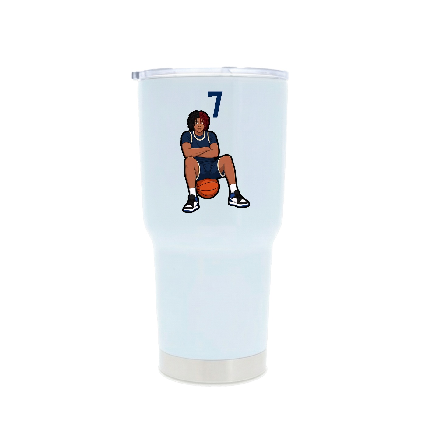 30oz Stainless Steel Tumbler — Number Top in White