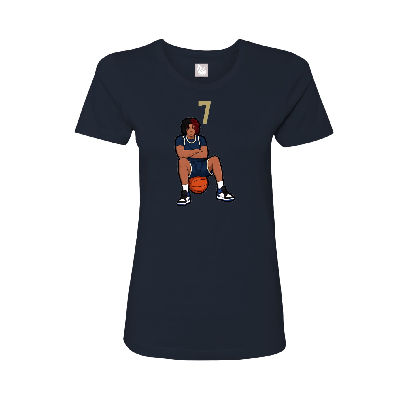 Fitted Women's Tee — Number Top in Navy
