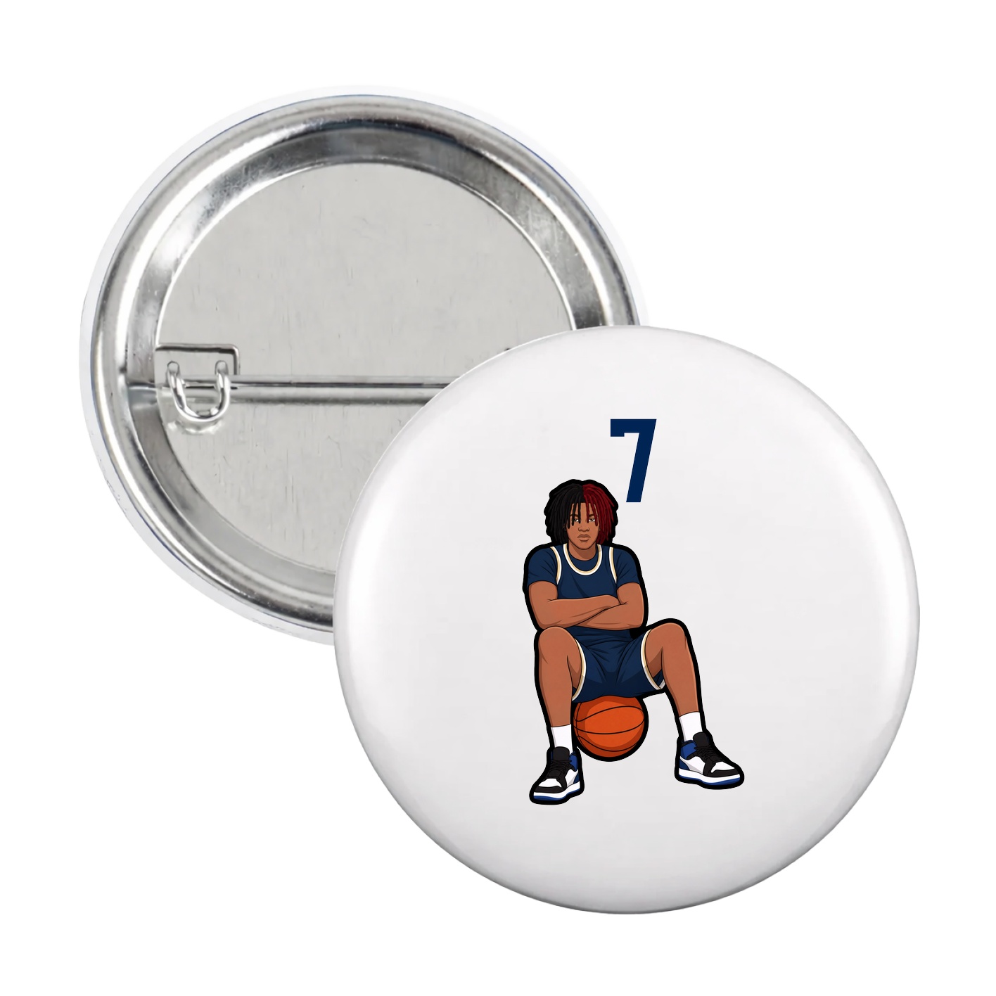 Game Day Button — Number Top in White
