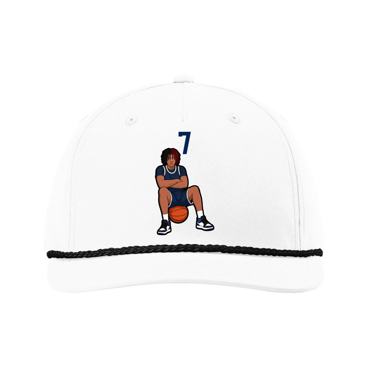Five-Panel Classic Rope Cap — Number Top in White