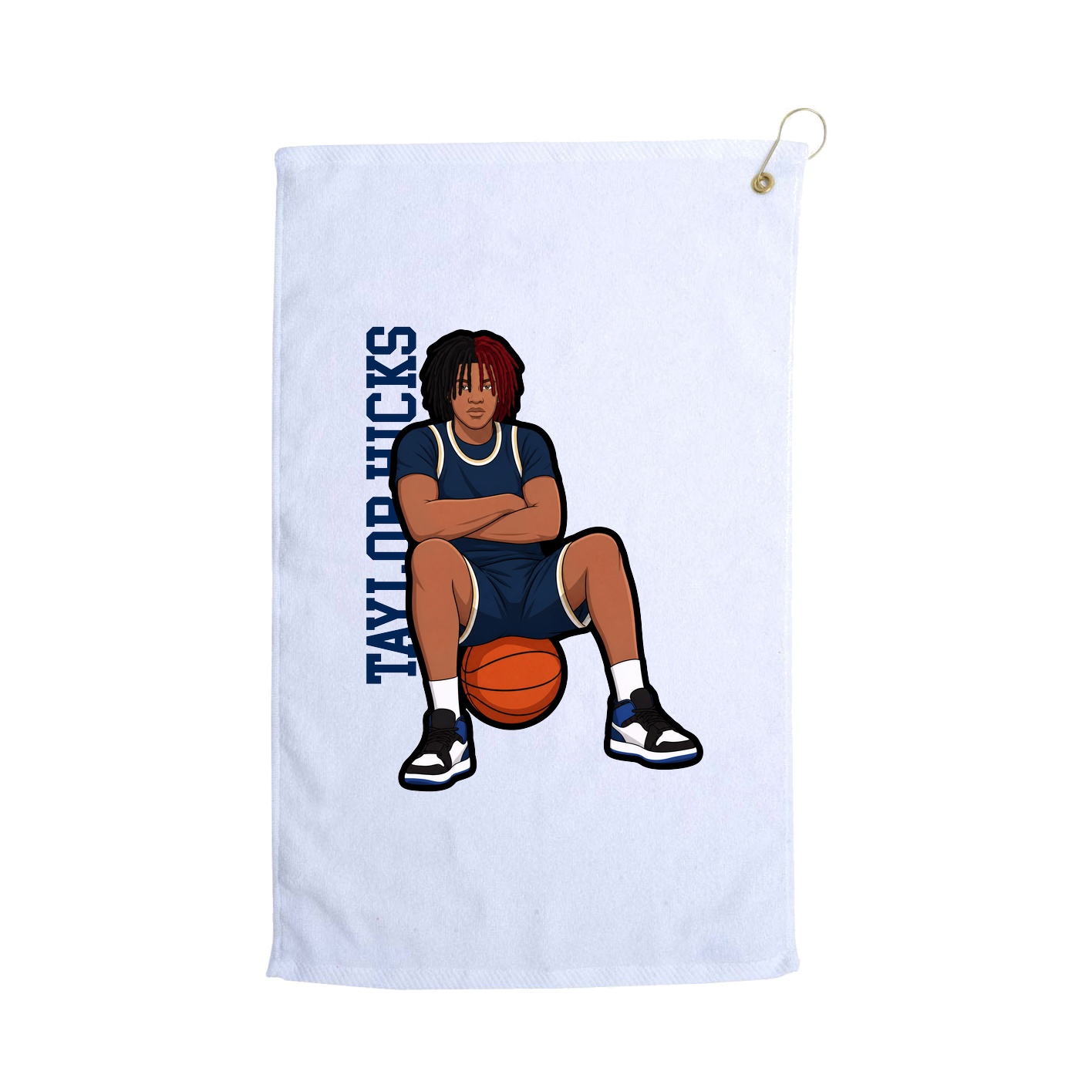 Golf Towel — Name Vertical in White