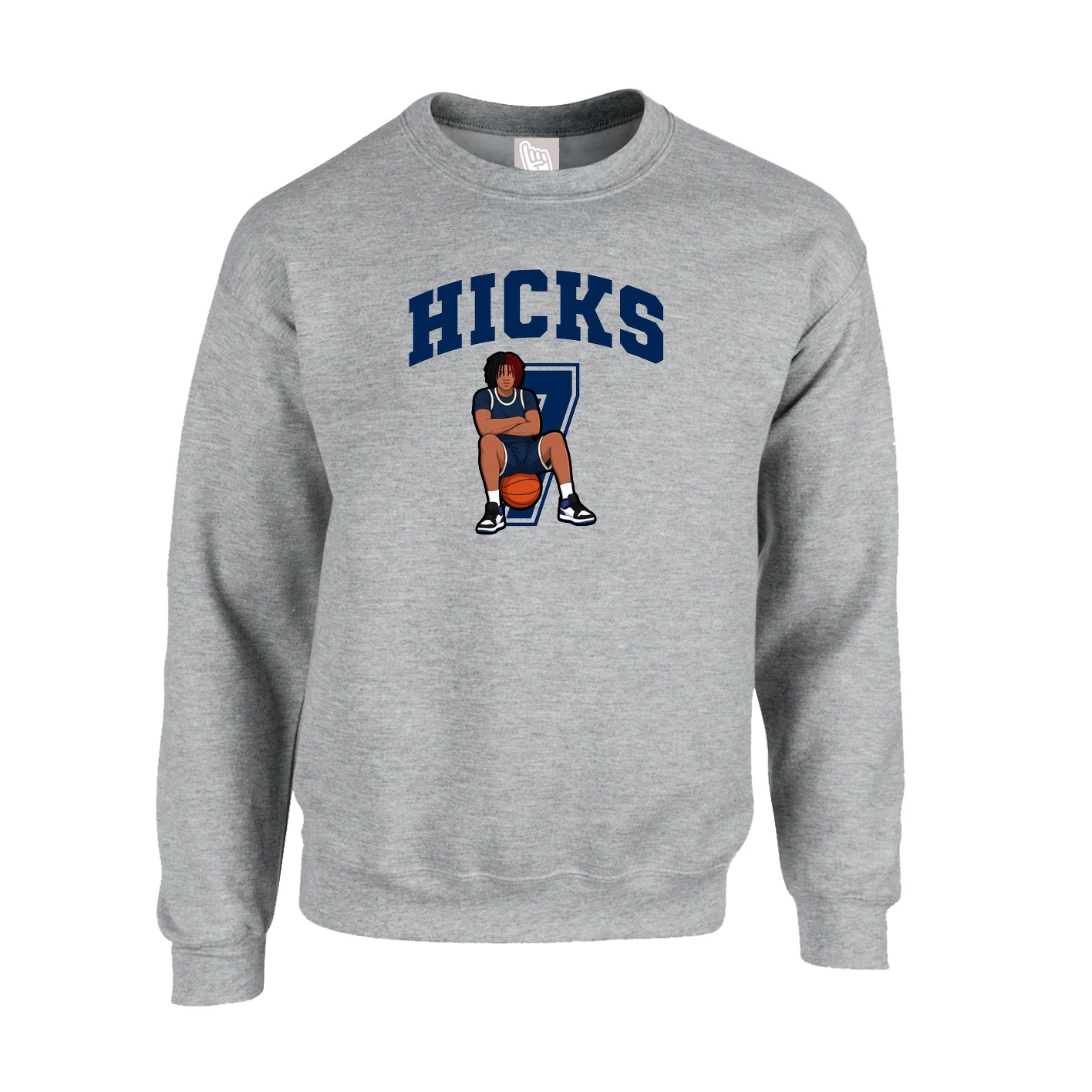 Fleece Crew — Number in Grey