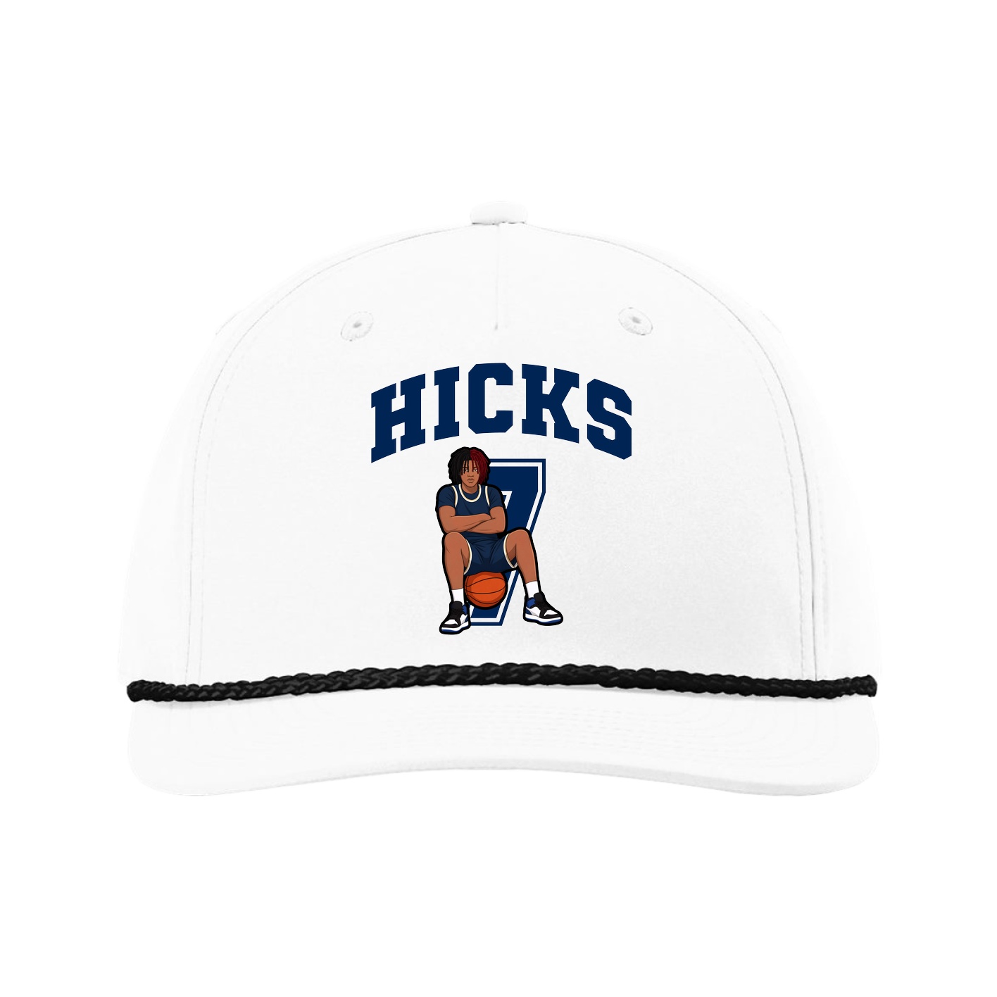 Five-Panel Classic Rope Cap — Number in White