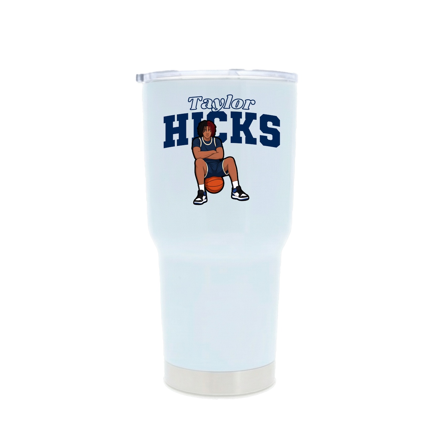 30oz Stainless Steel Tumbler — Name Arch in White
