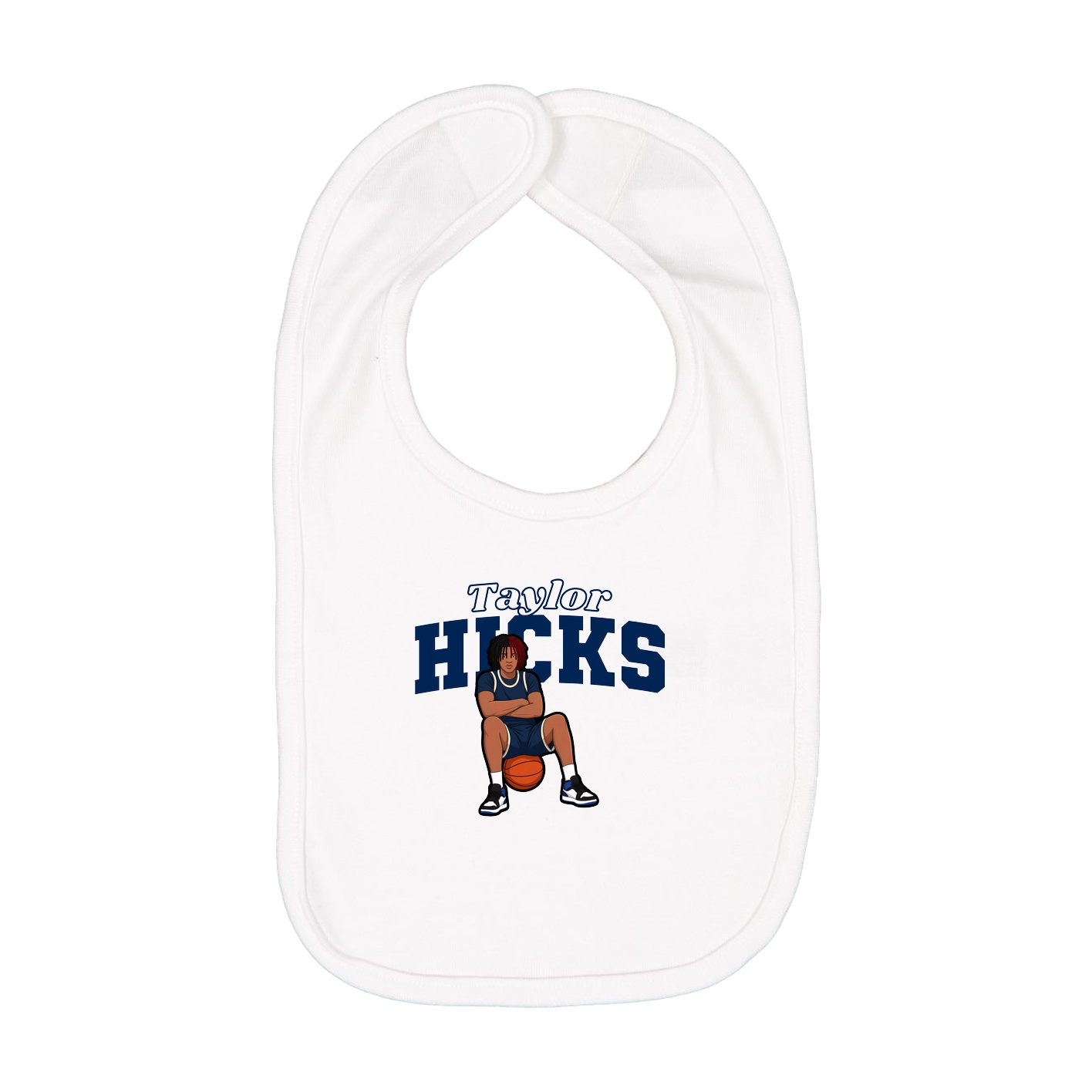 Infant Bib — Name Arch in White