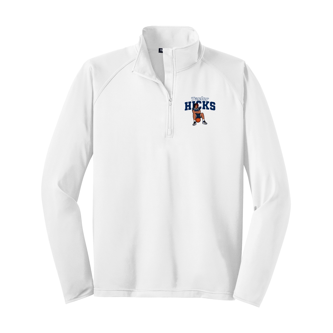 Q-Zip Pullover — Name Arch in White