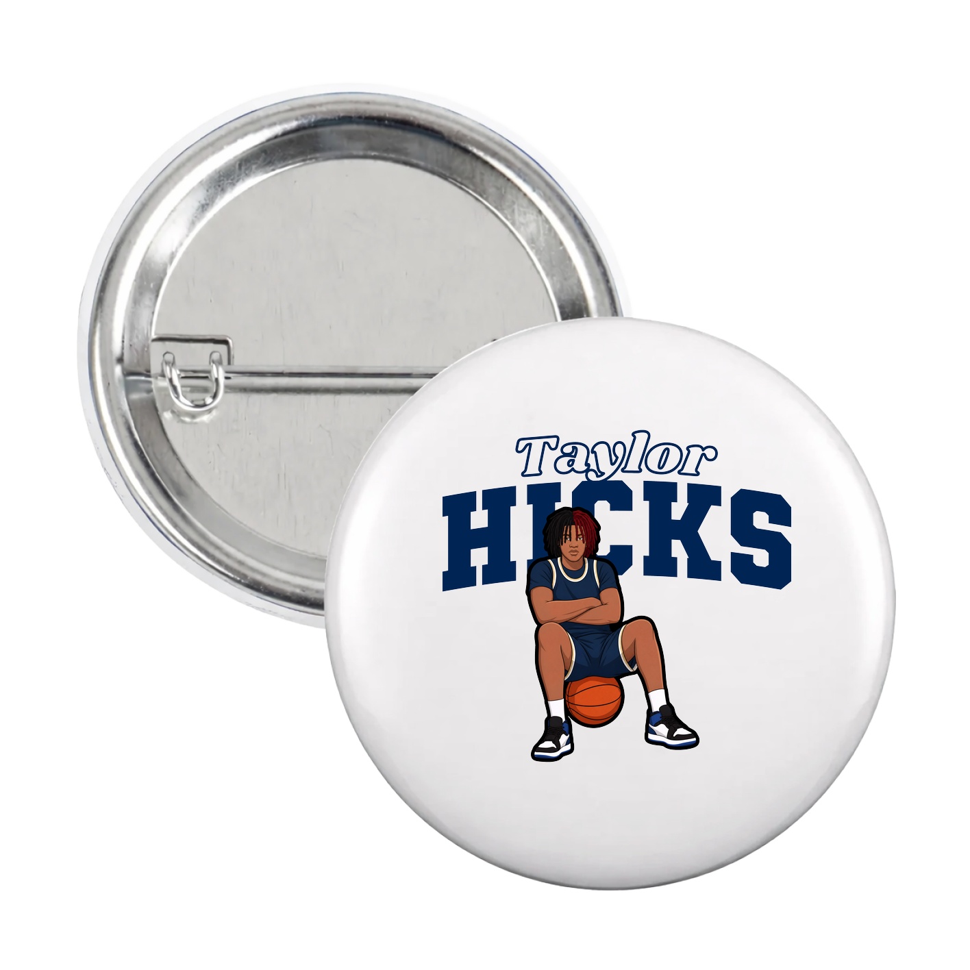 Game Day Button — Name Arch in White