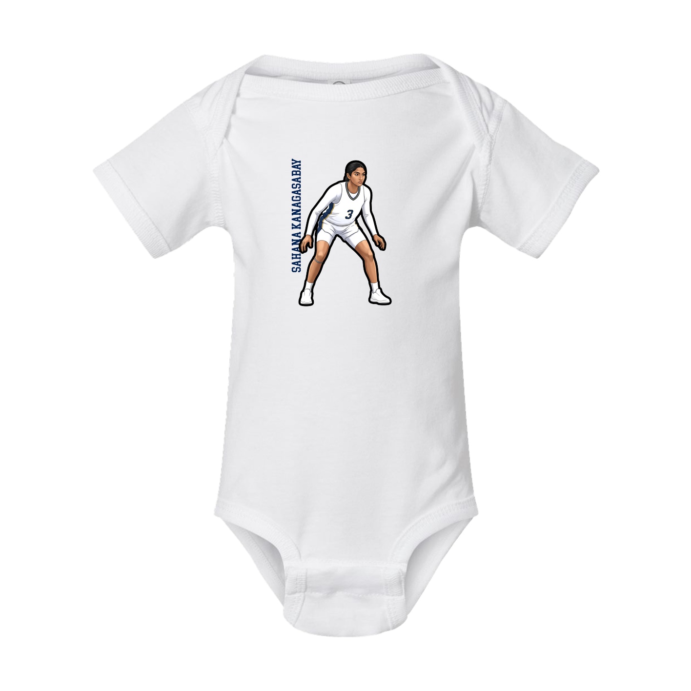 Baby Onesie — Name Vertical in White