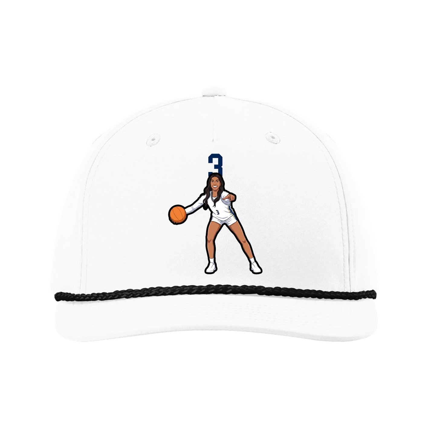 Five-Panel Classic Rope Cap — Number Top in White