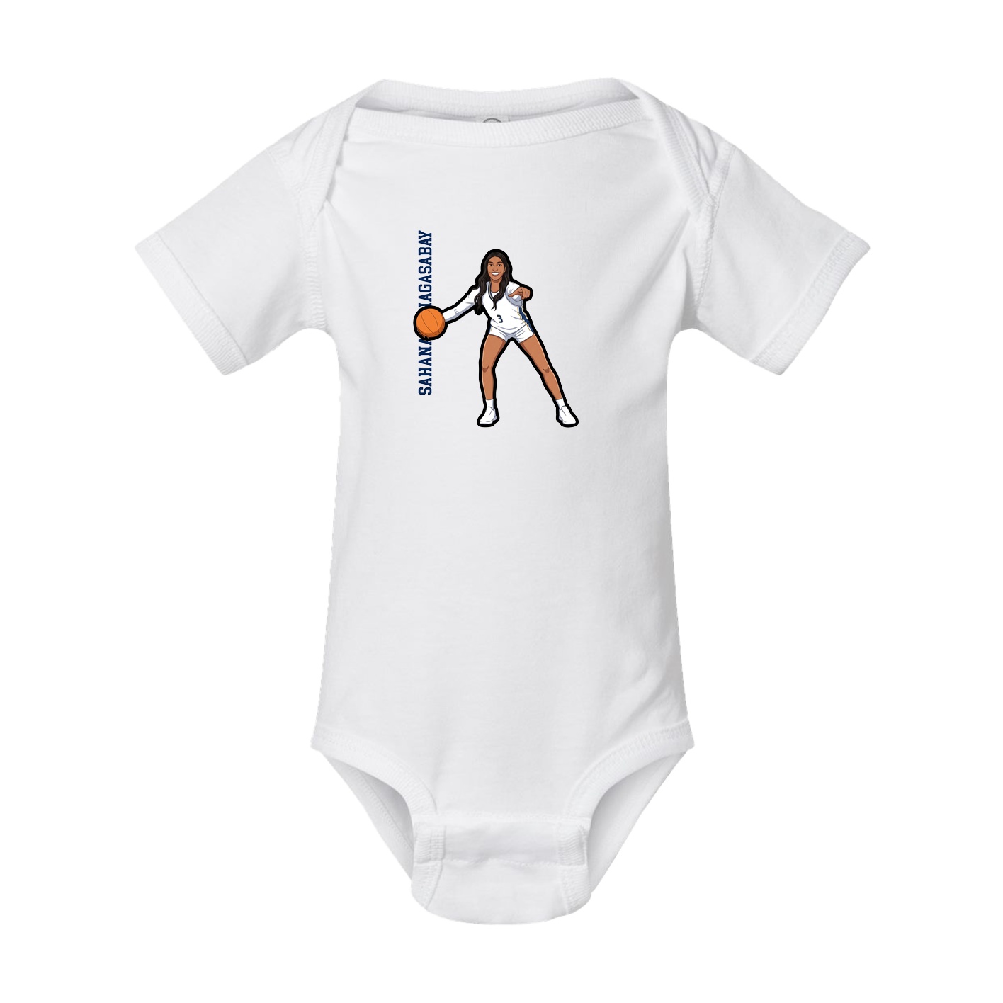 Baby Onesie — Name Vertical in White