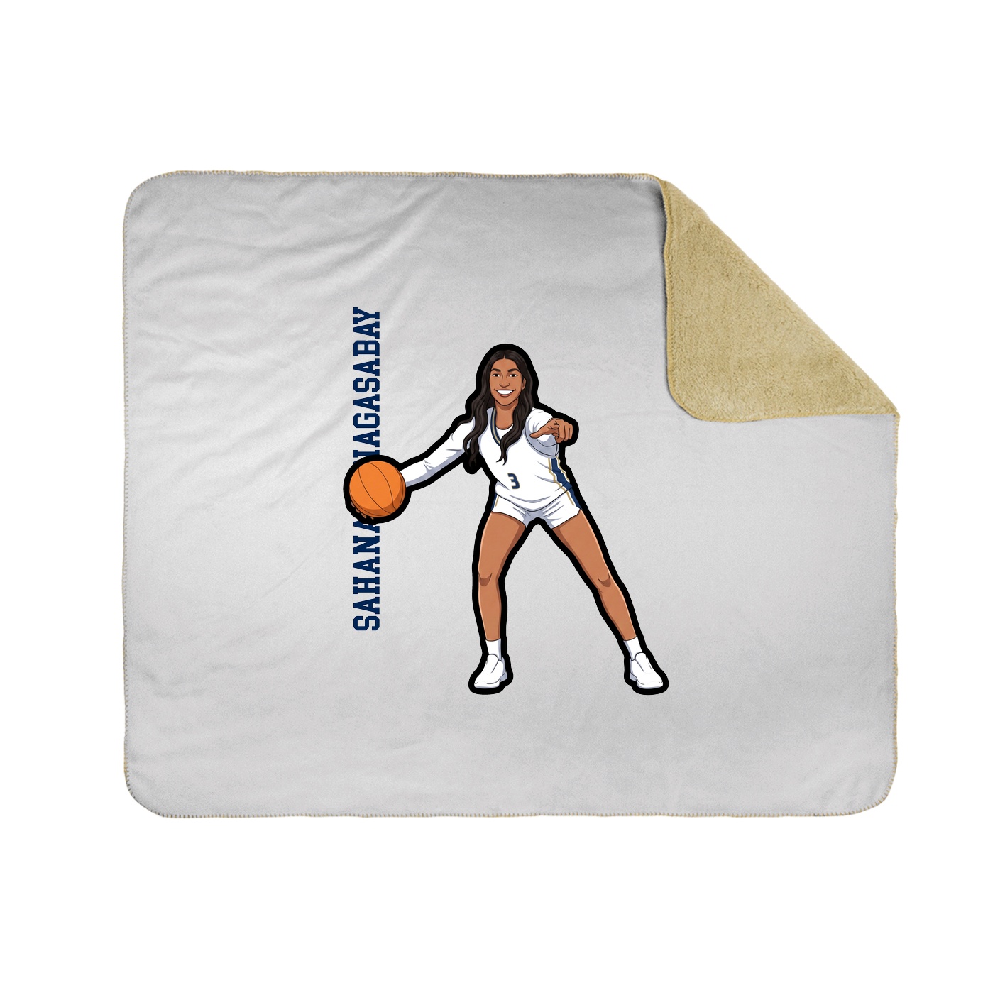 Throw Blanket — Name Vertical in White