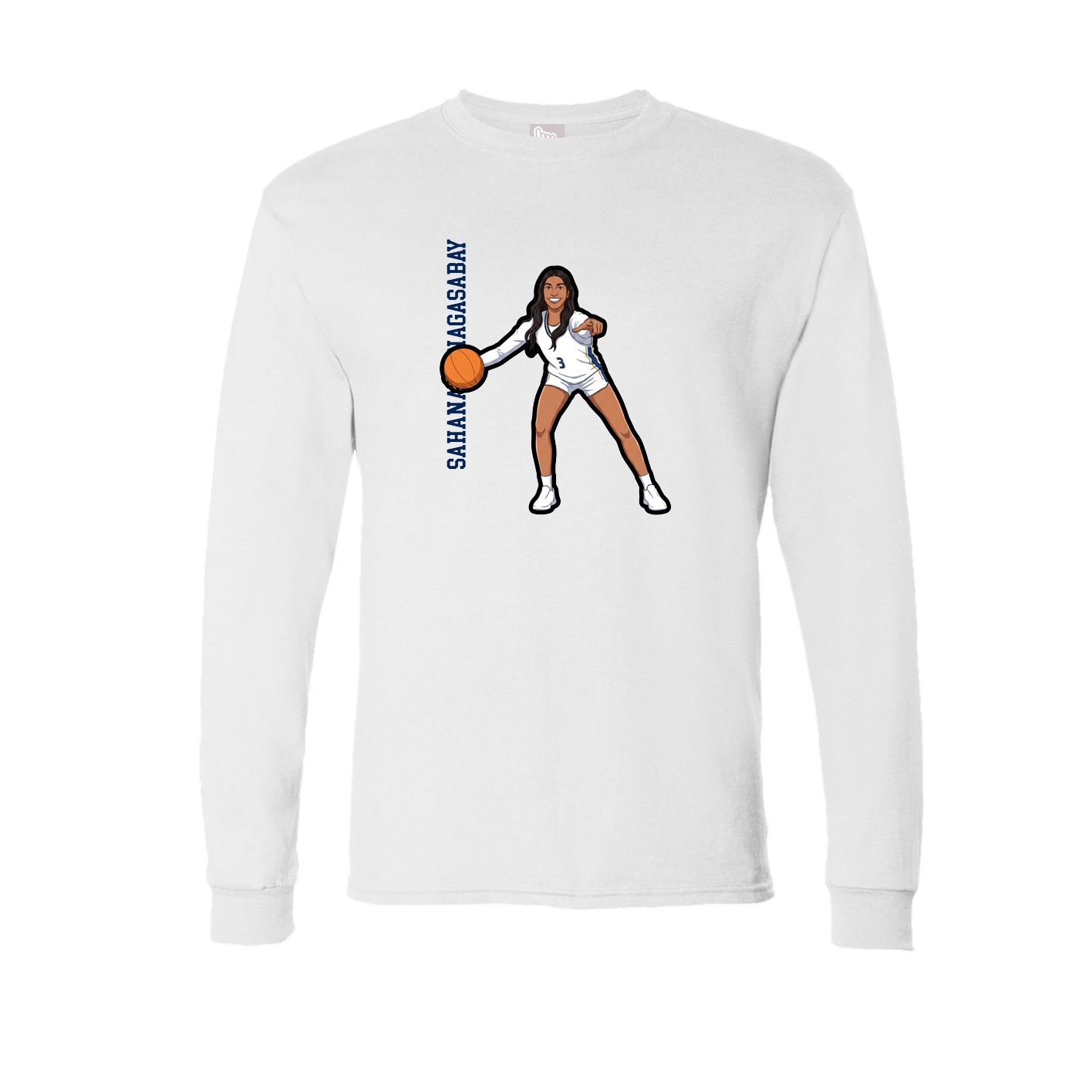 Long Sleeve Tee — Name Vertical in White