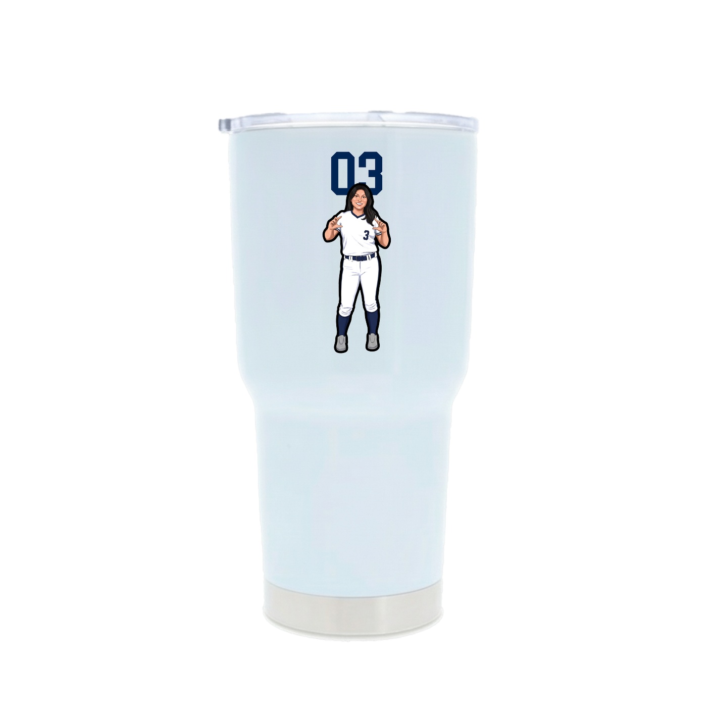 30oz Stainless Steel Tumbler — Number Top in White