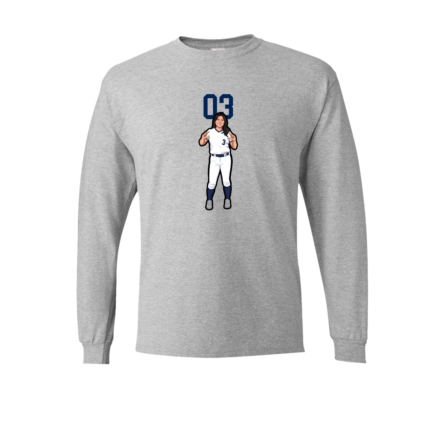 Long Sleeve Tee — Number Top in Grey