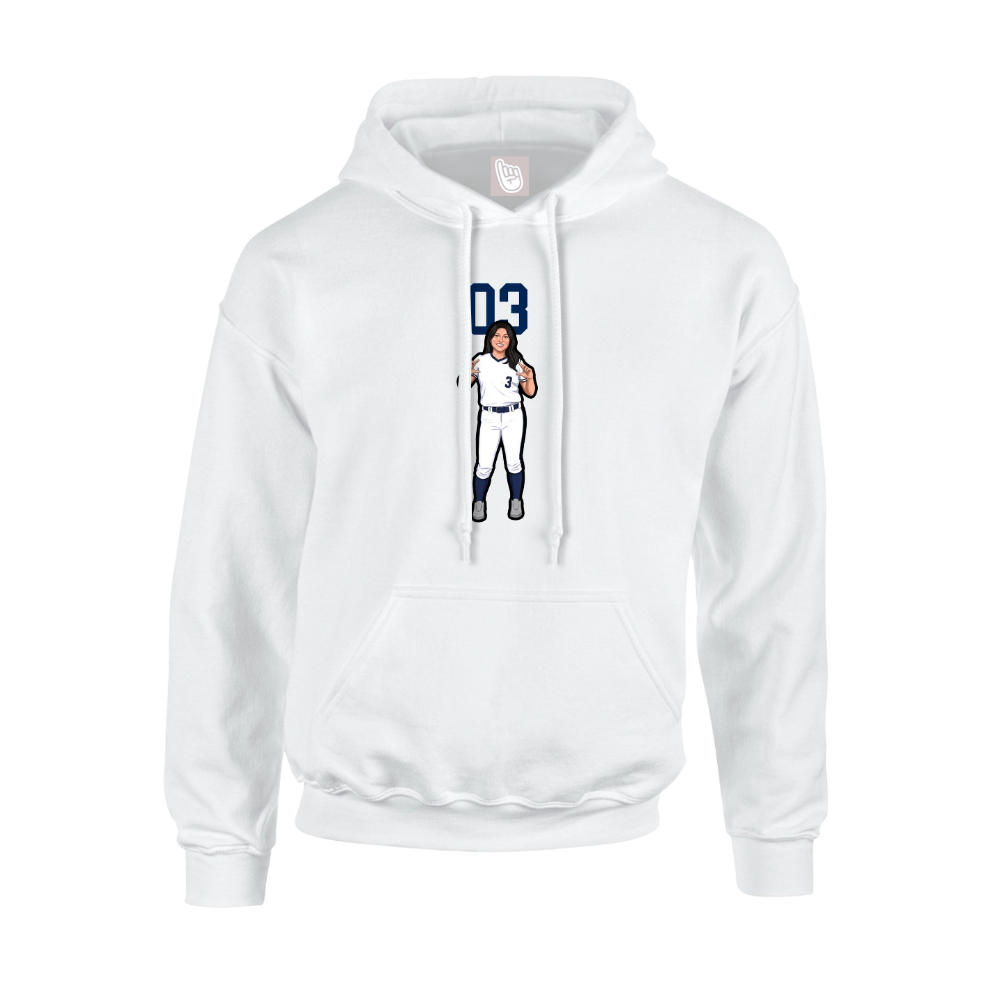 Youth Hoodie — Number Top in White
