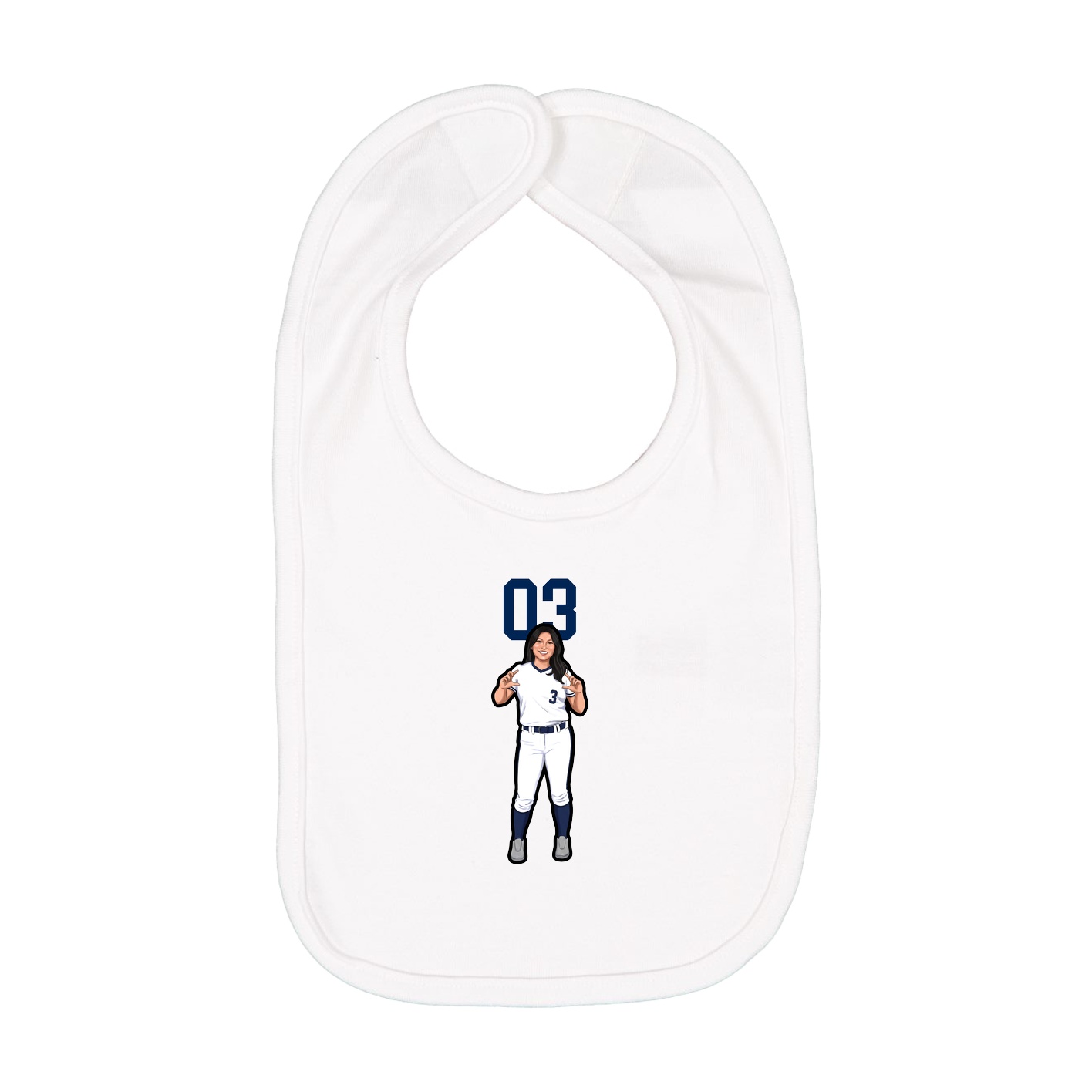 Infant Bib — Number Top in White