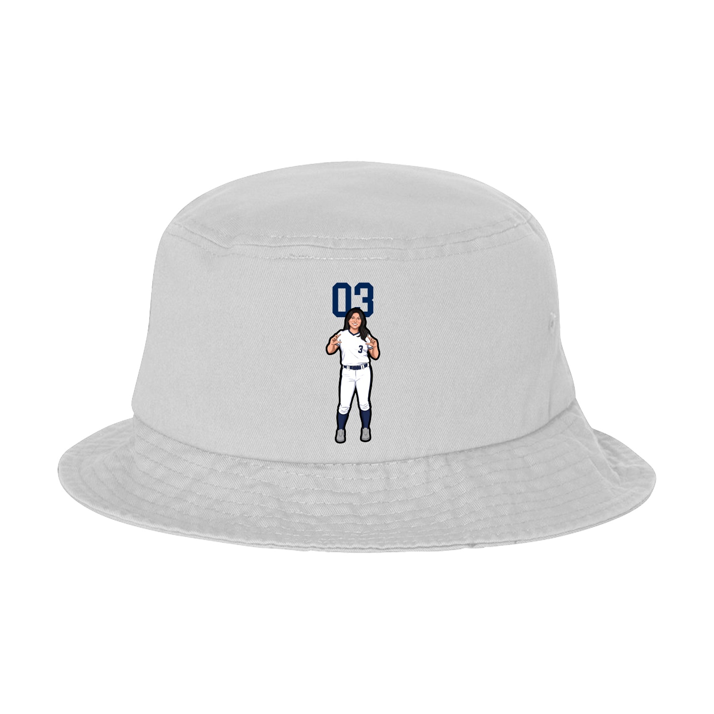 Bucket Cap — Number Top in White