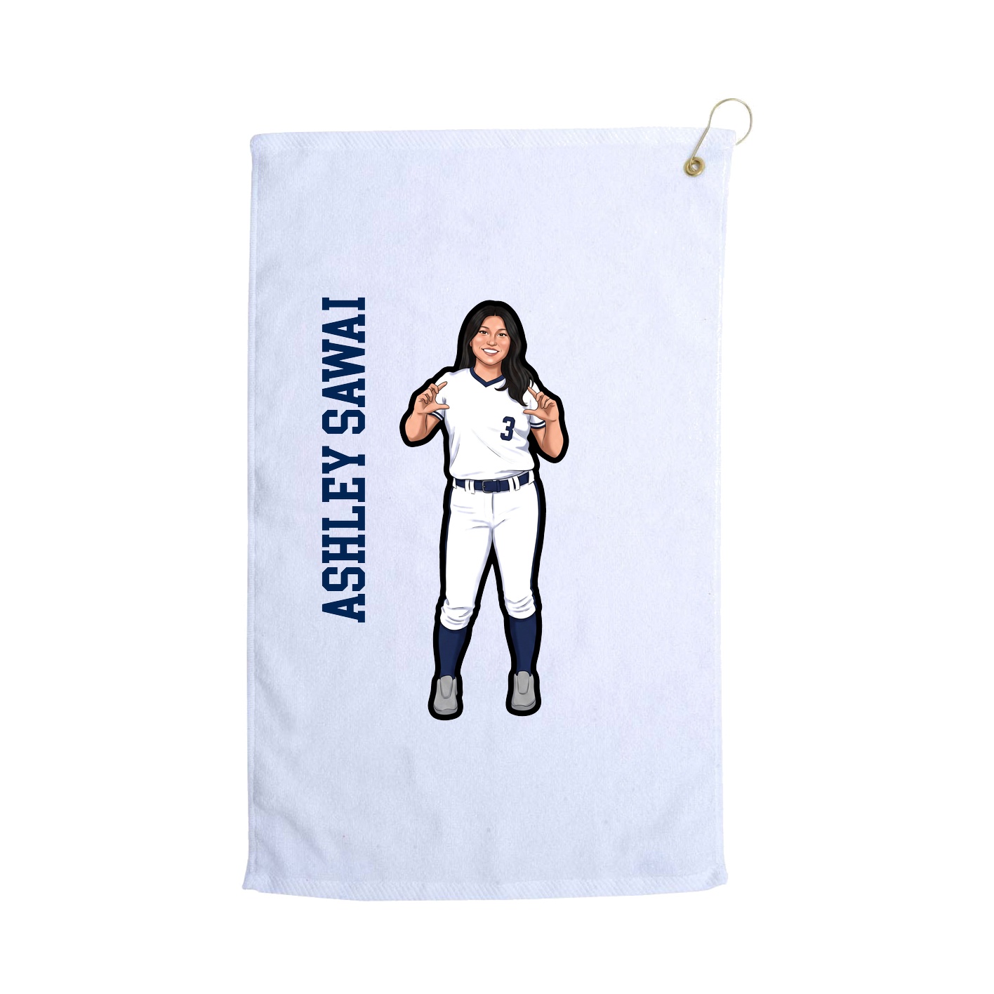 Golf Towel — Name Vertical in White