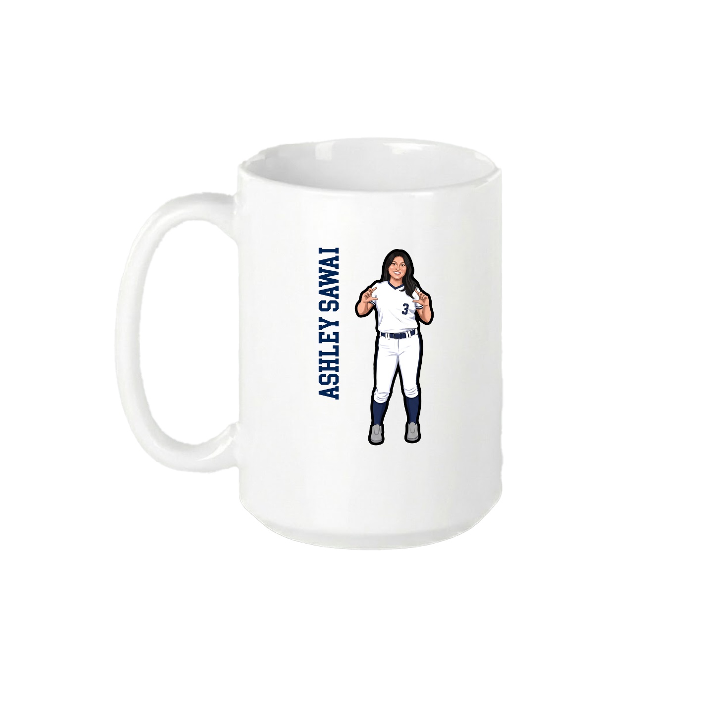 15oz Coffee Mug — Name Vertical in White