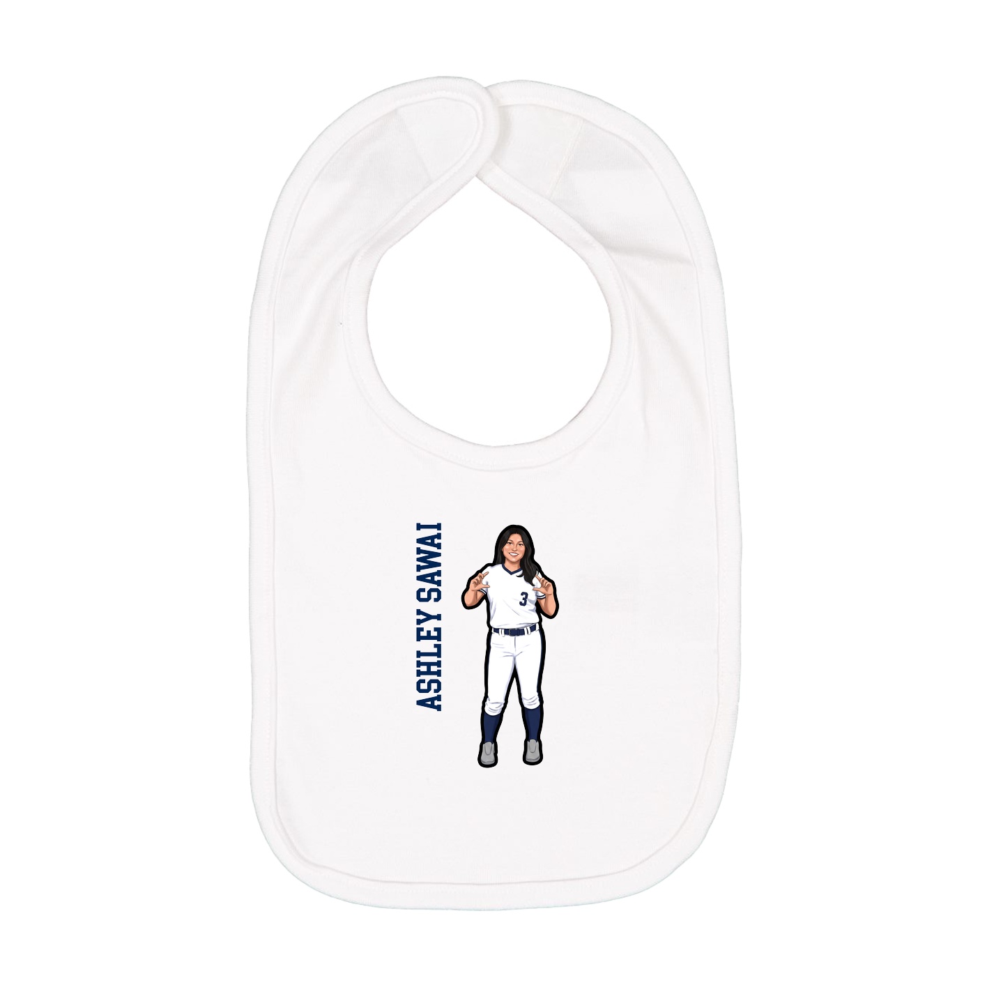 Infant Bib — Name Vertical in White