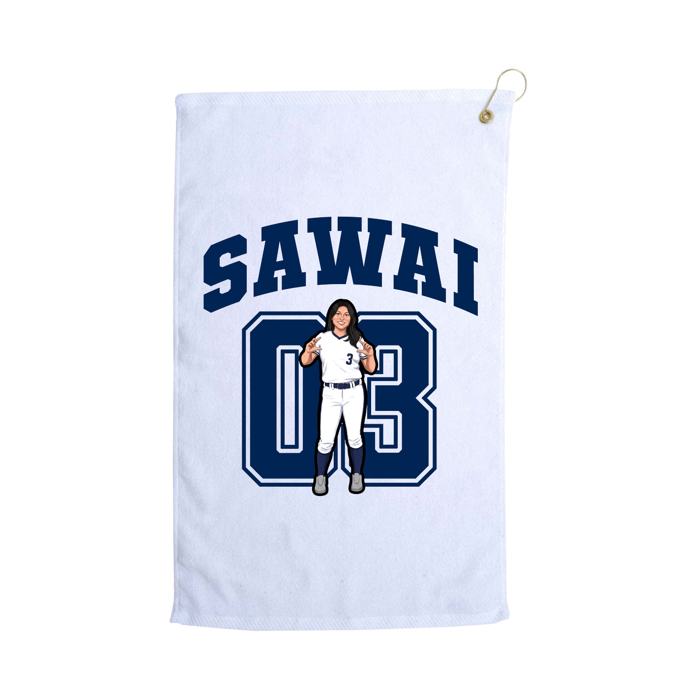 Golf Towel — Number in White