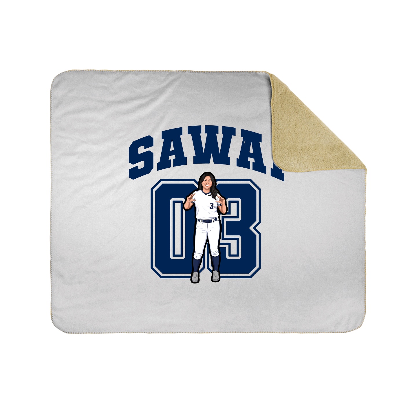 Throw Blanket — Number in White