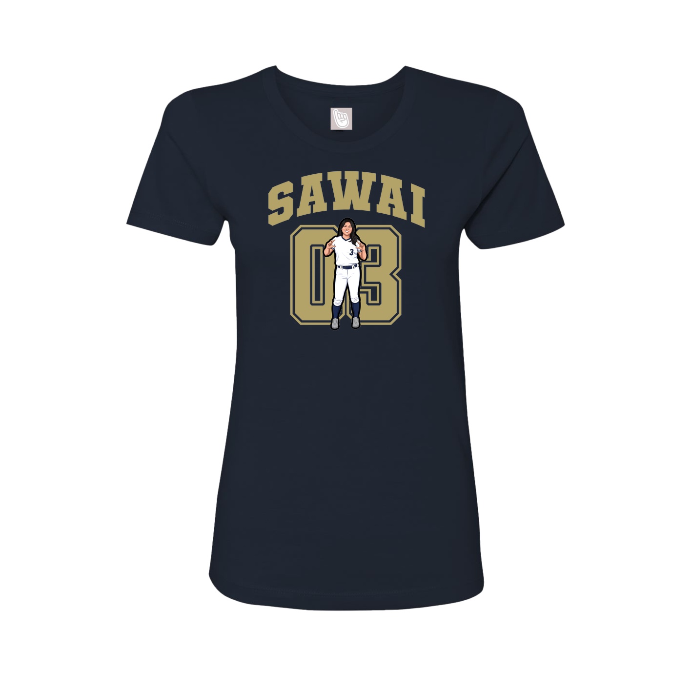 Fitted Women's Tee — Number in Navy