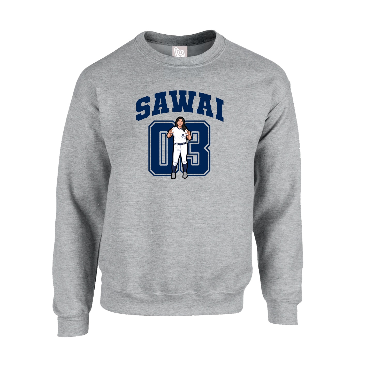 Fleece Crew — Number in Grey