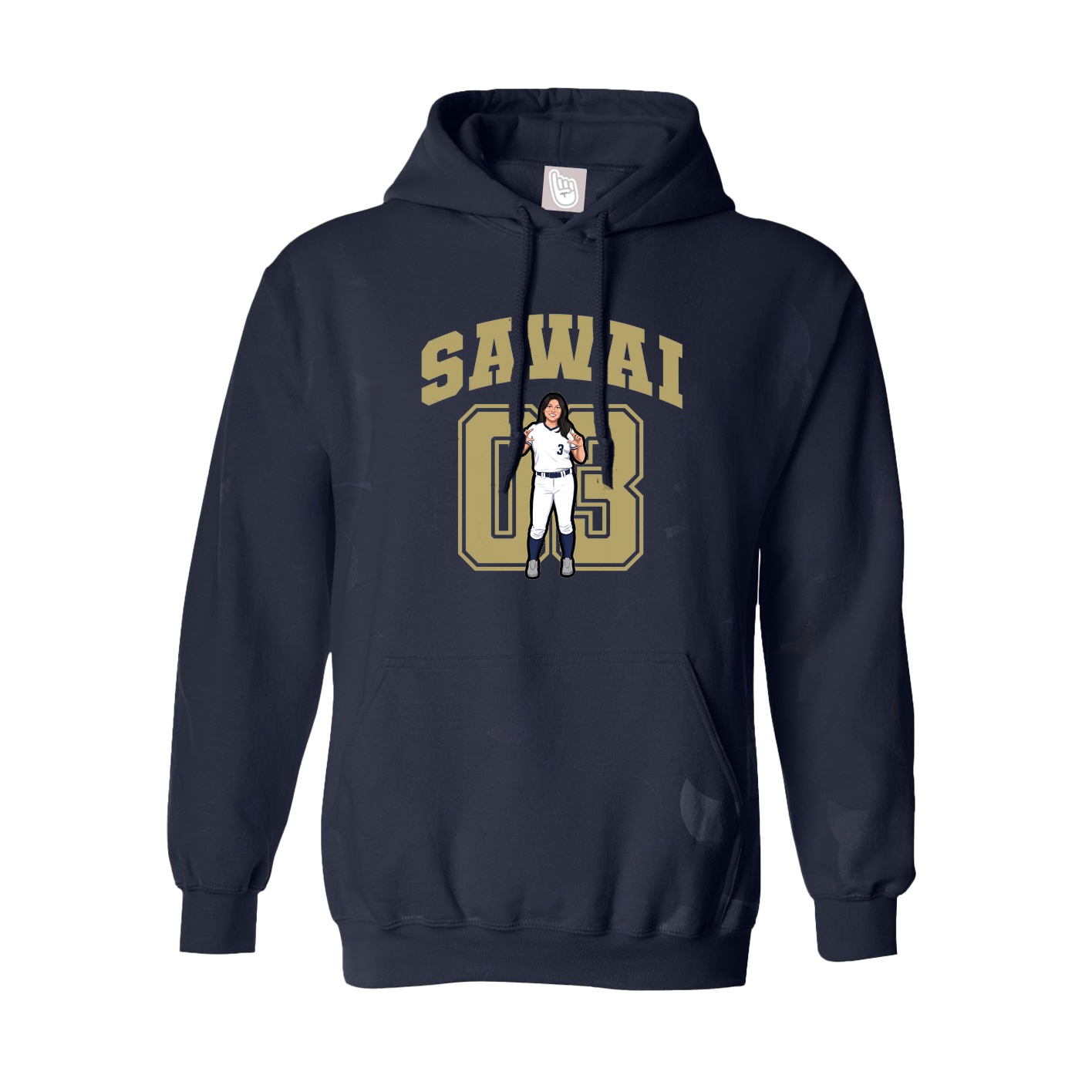 Youth Hoodie — Number in Navy