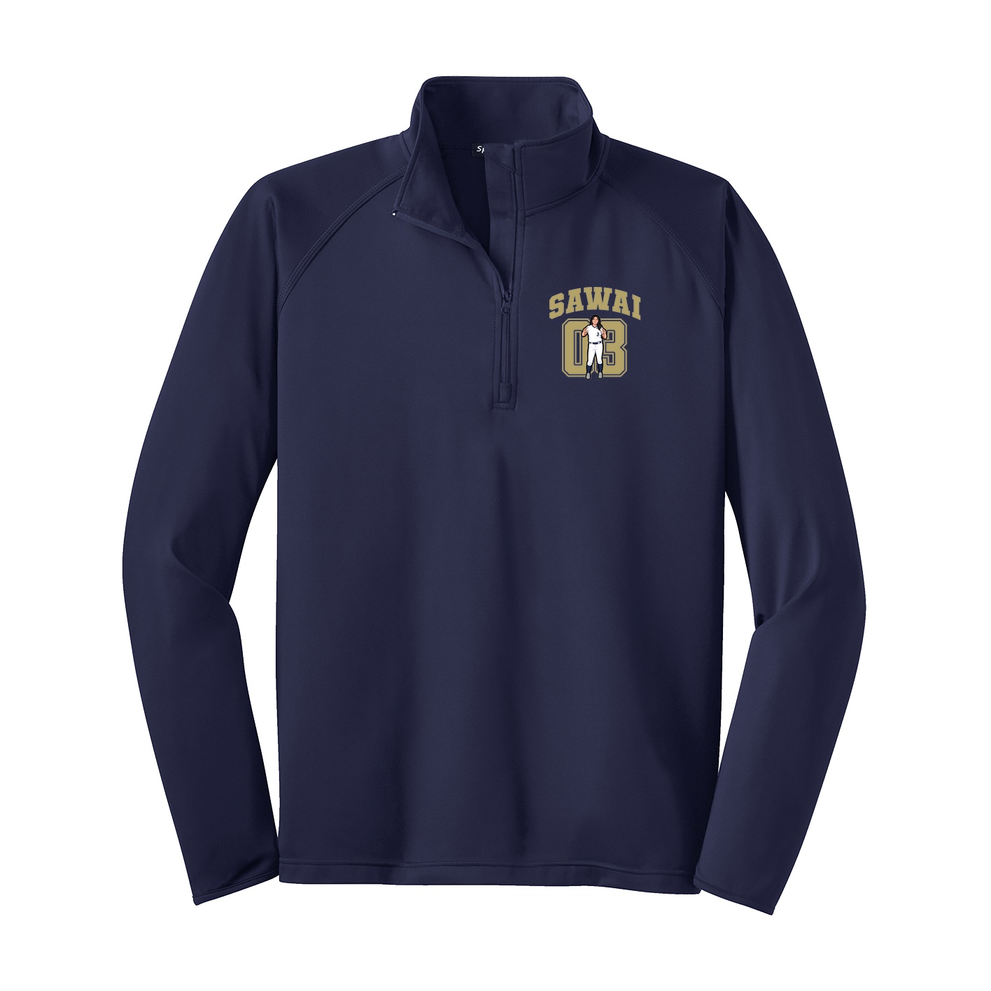 Q-Zip Pullover — Number in Navy