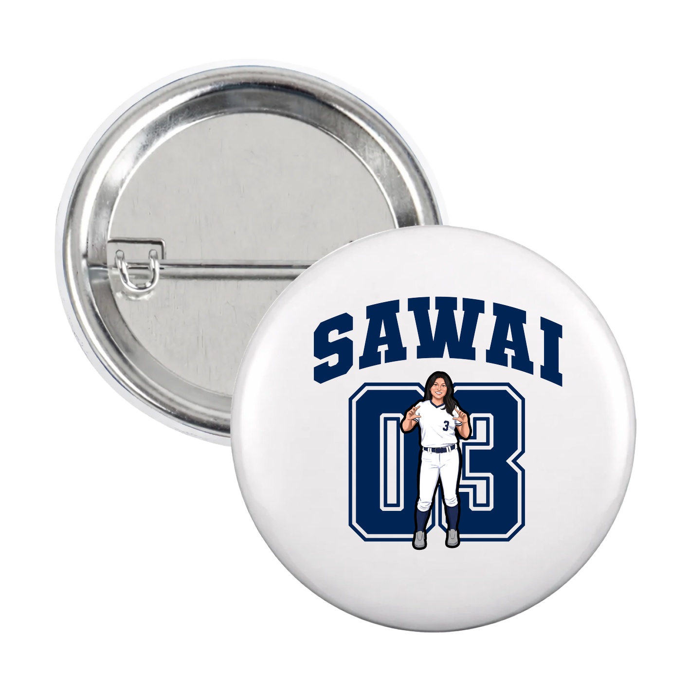 Game Day Button — Number in White