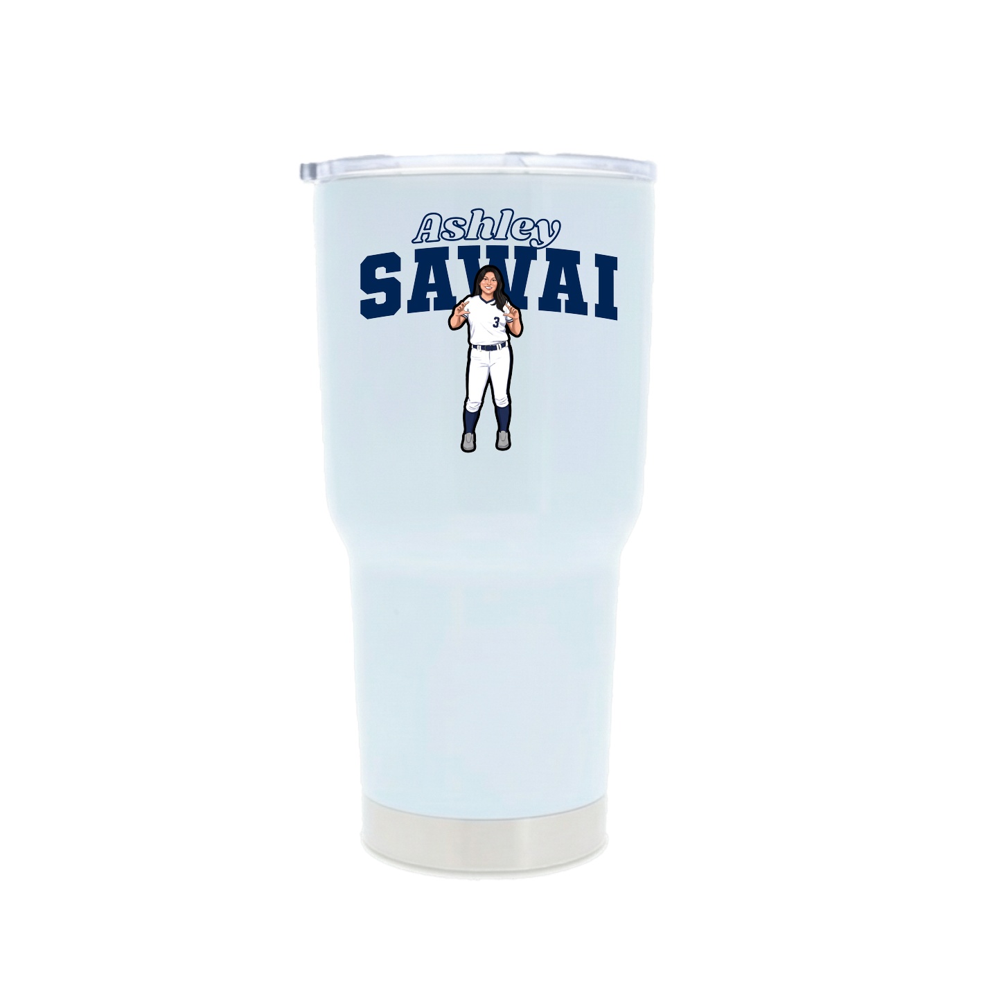 30oz Stainless Steel Tumbler — Name Arch in White