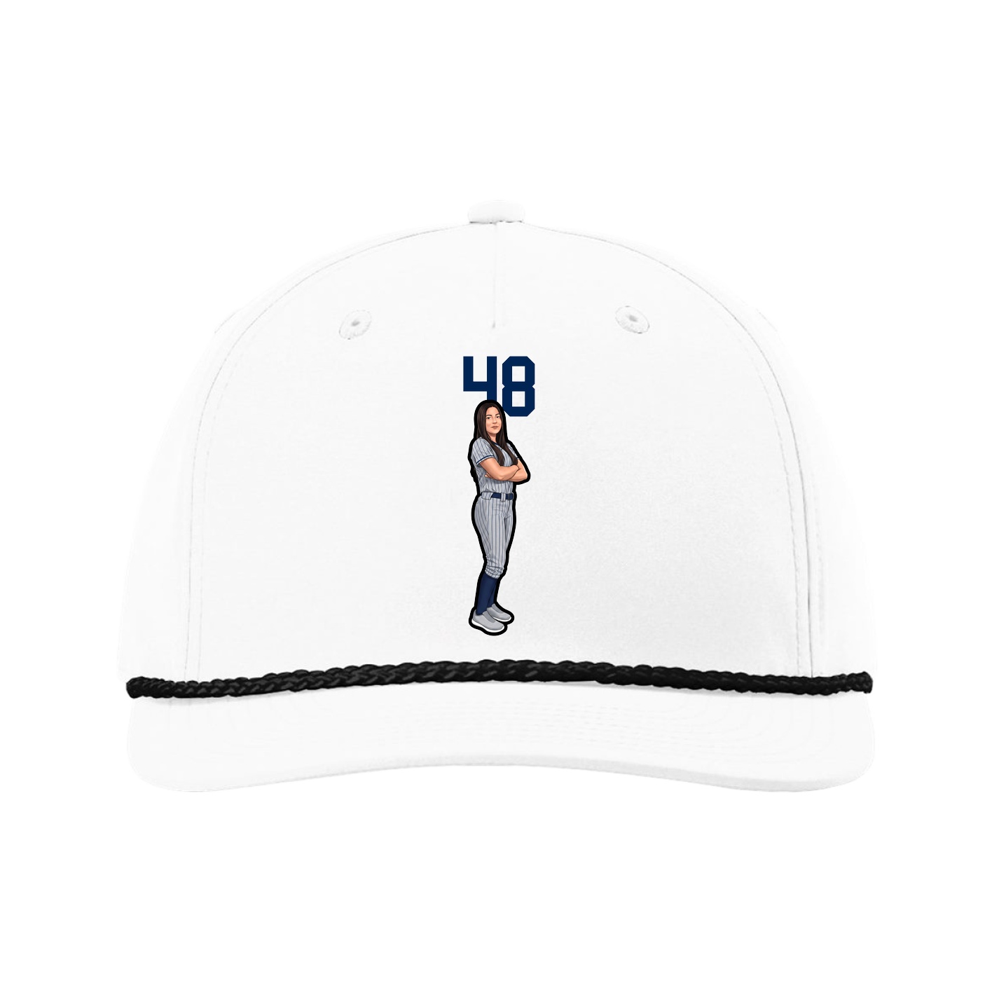 Five-Panel Classic Rope Cap — Number Top in White