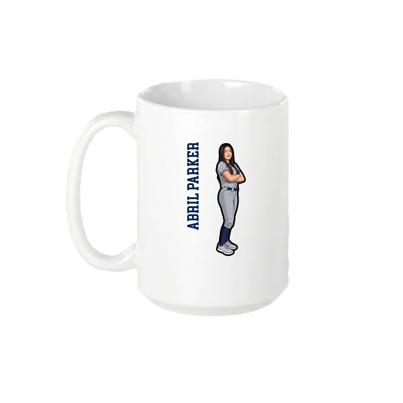 15oz Coffee Mug — Name Vertical in White