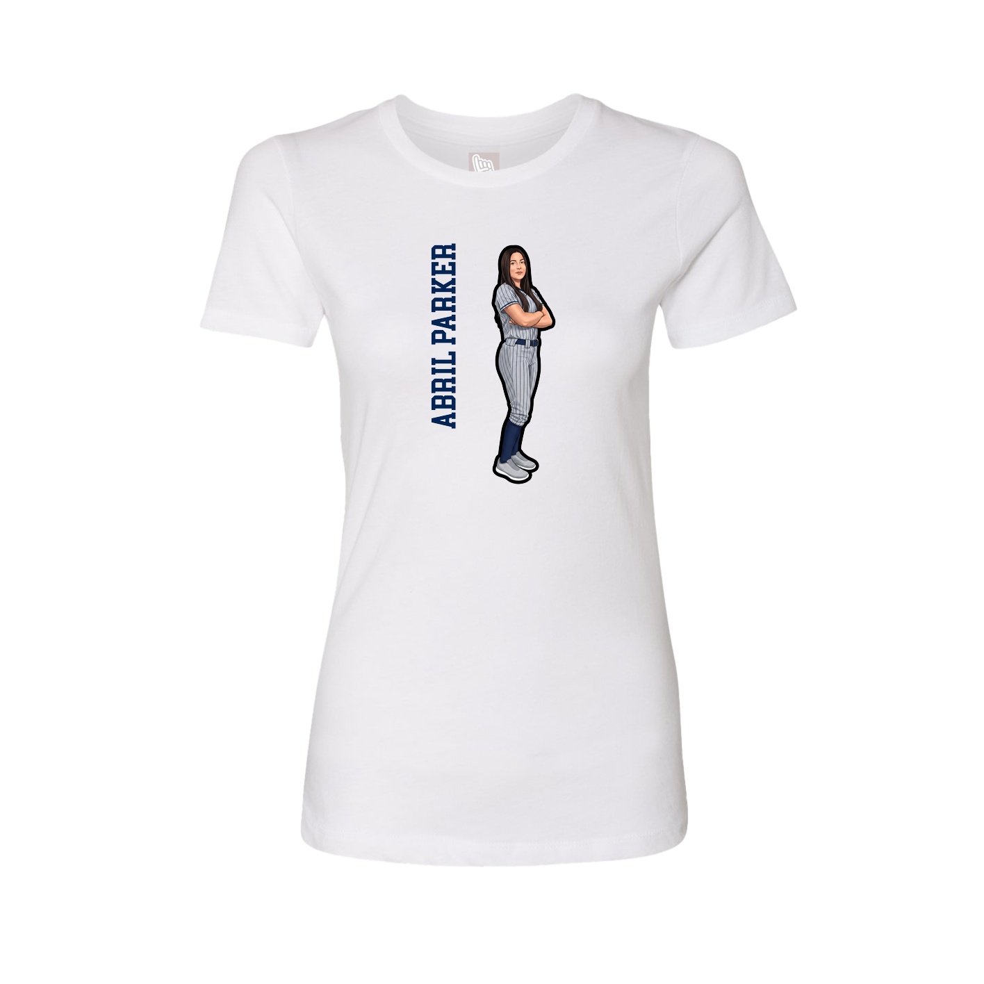 Fitted Women's Tee — Name Vertical in White