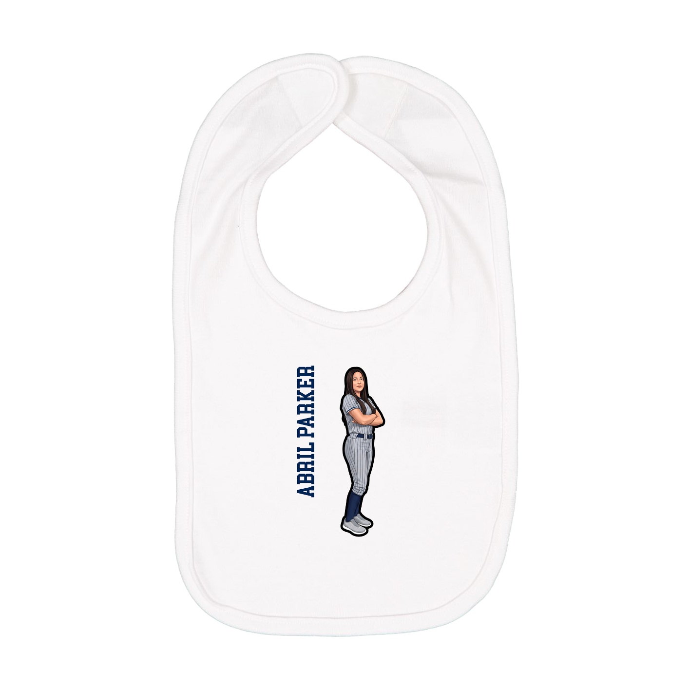 Infant Bib — Name Vertical in White