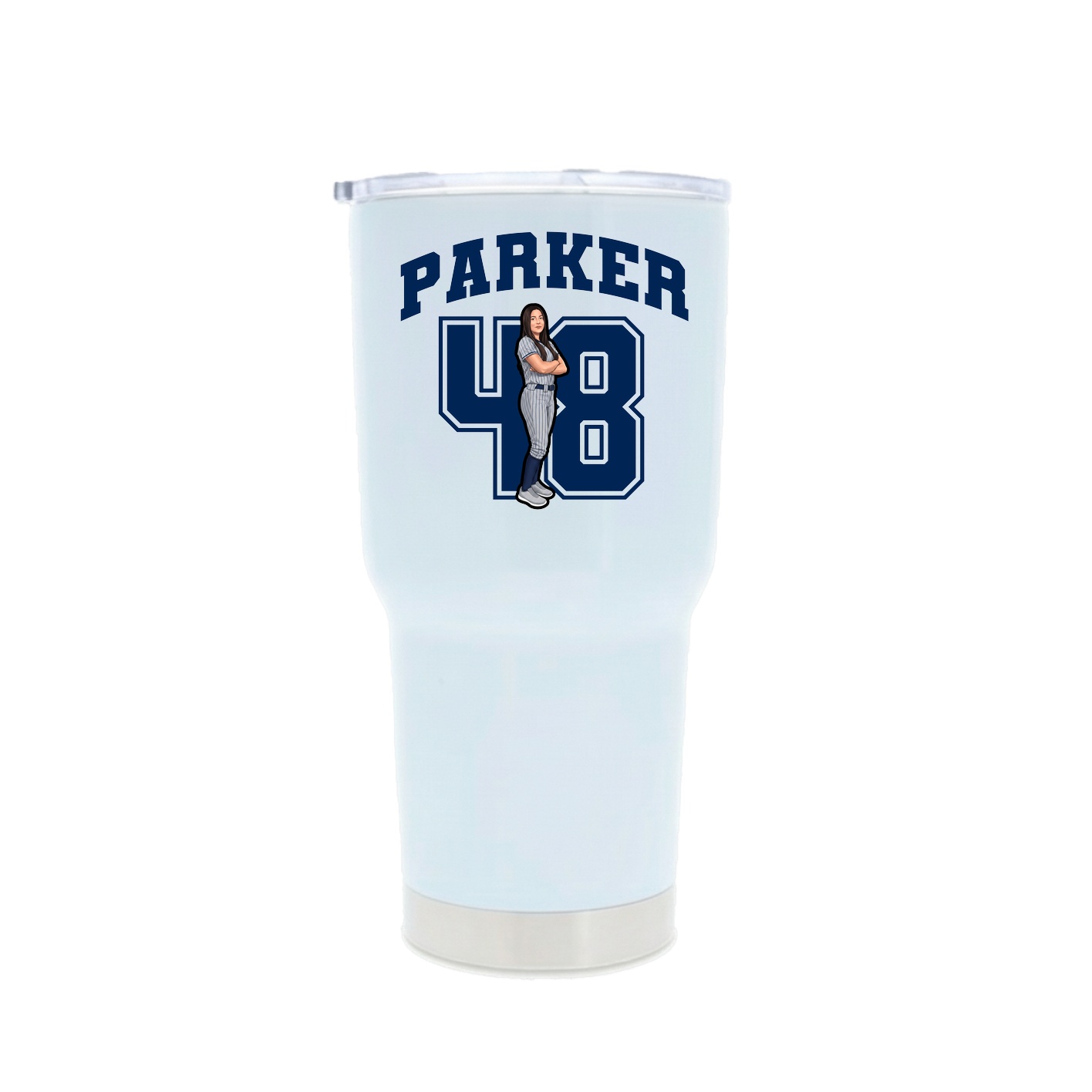 30oz Stainless Steel Tumbler — Number in White