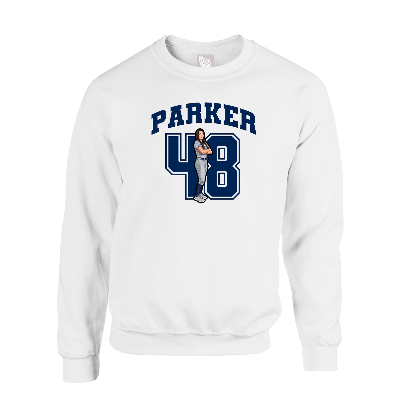 Fleece Crew — Number in White