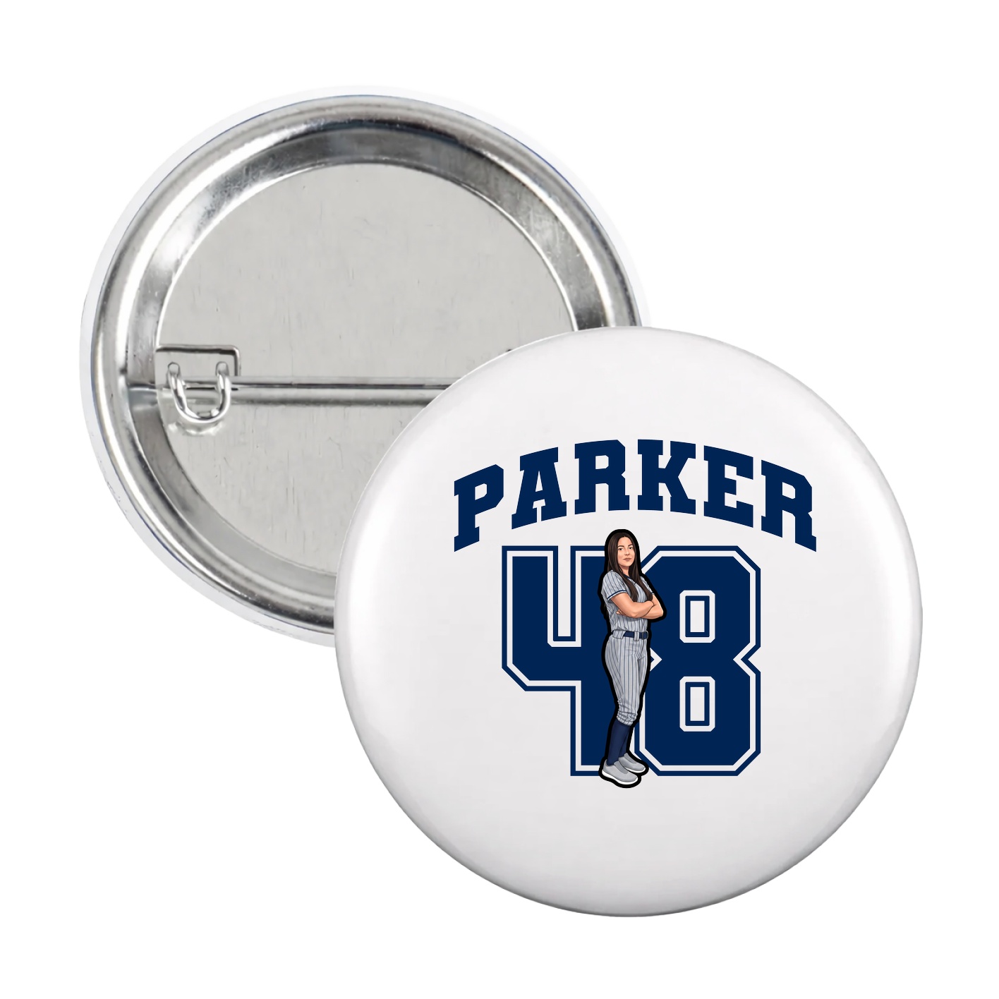 Game Day Button — Number in White
