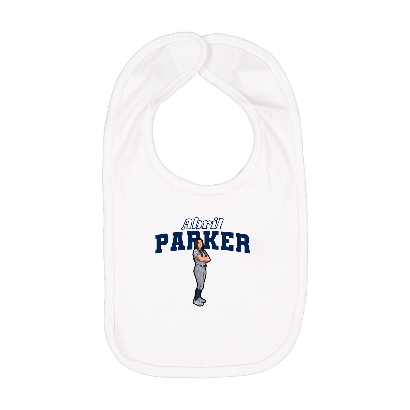 Infant Bib — Name Arch in White