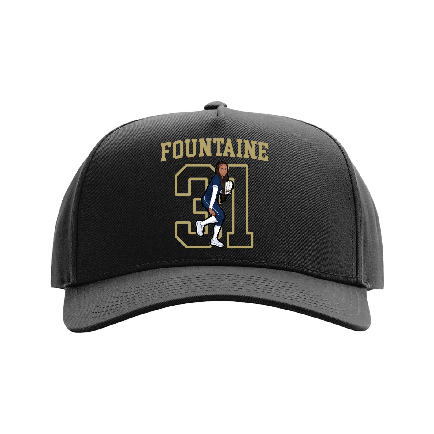 Full Fabric Five-Panel Champ Cap — Shirsey in Black