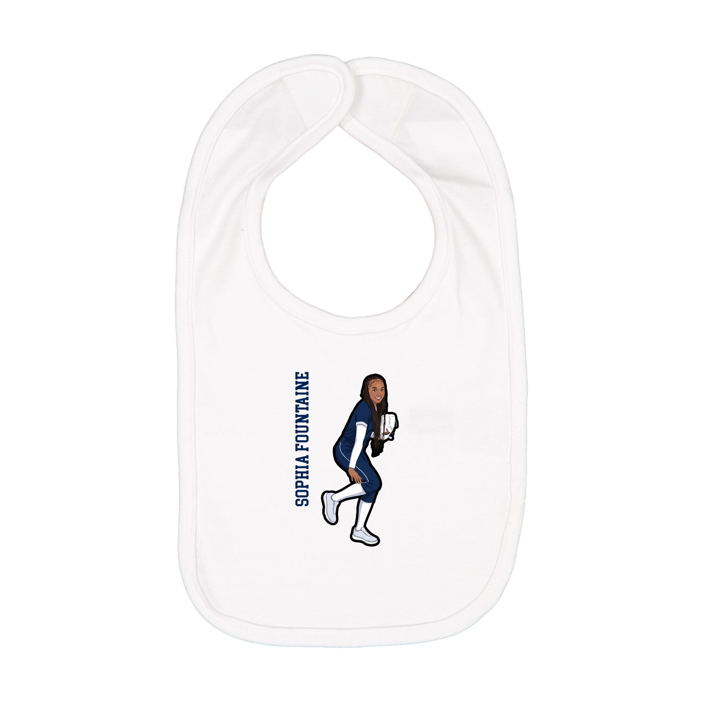Infant Bib — Name Vertical in White